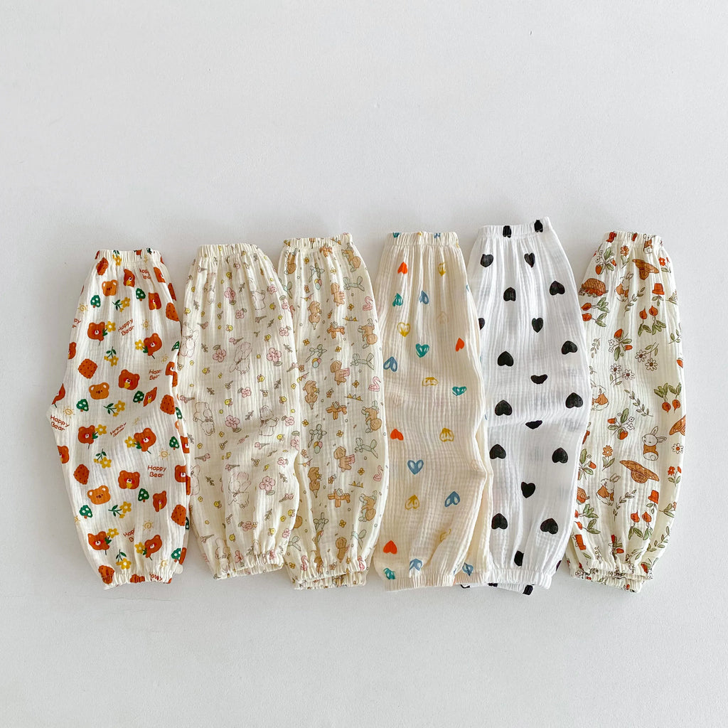 Child'S Spring Summer Thin Pants Kids Girls Floral Pants Fashion Cute Pants For Baby Boys Loose Casual Versatile Trousers