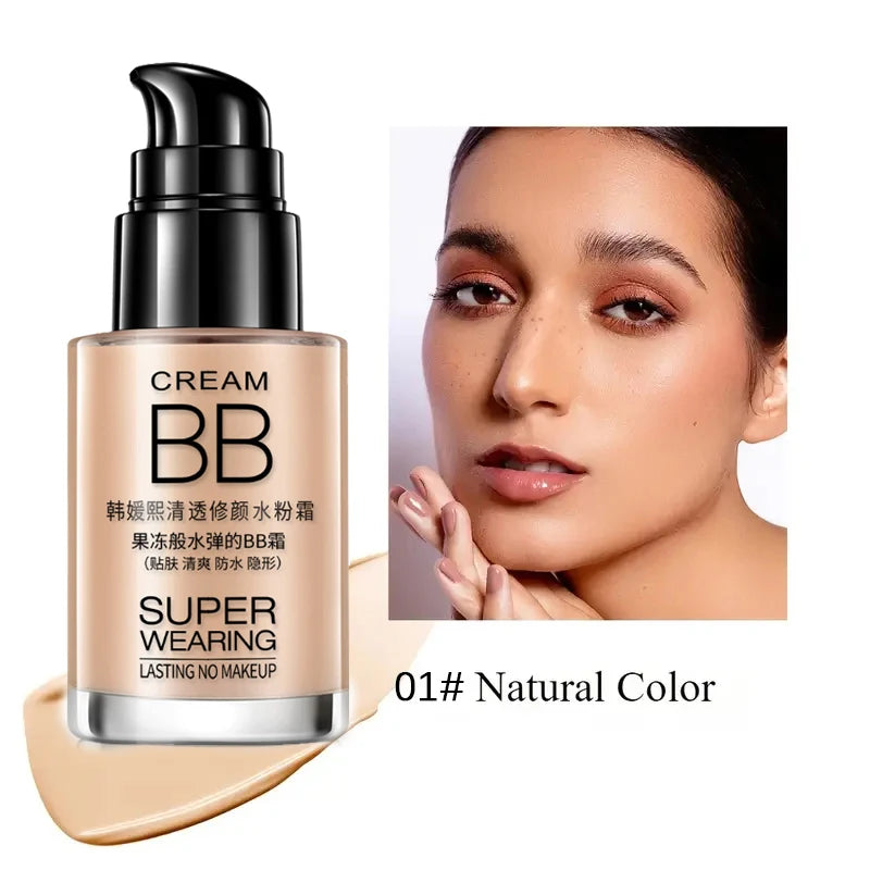 BB Crema Base Hidratante Impermeable de Larga Duración Correctora Para Todo Tipo de Piel Aspecto Natural