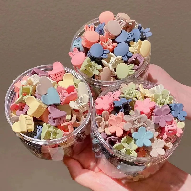50PCS/Box Cute Cartoon Princess Girl Hairpins Colorful Flower Mini Hair Claws Kids Headwear Hair Accessory for Girl
