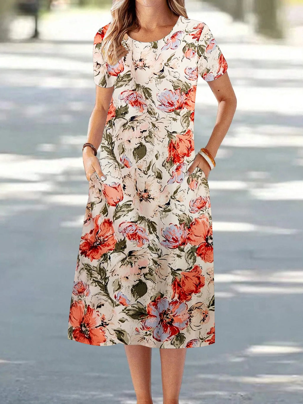 Casual Versatile High Quality round Neck T-Shirt Dress Fashionable Trendy Polyester Long Skirt Elegant Style All-Match Design