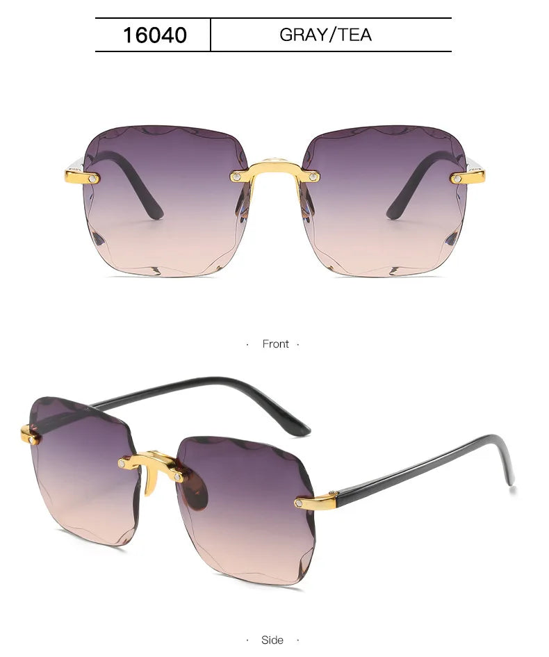 New Rimless Women's Sunglasses Fashion Gradient Lenses Sun glasses Lady Vintage pc Legs Classic Designer Shades sunglasses
