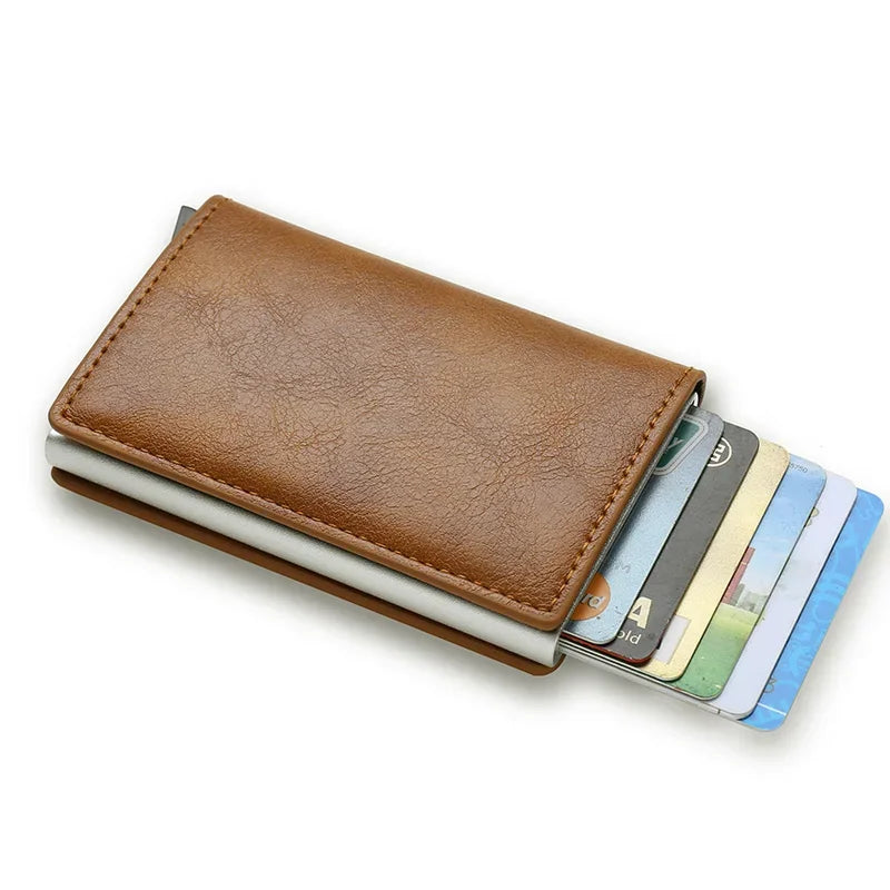 Carbon Fiber Credit Card Holder Wallets Men Brand Rfid Black Magic Trifold Leather Slim Mini Wallet Small Money Bag Male Purses