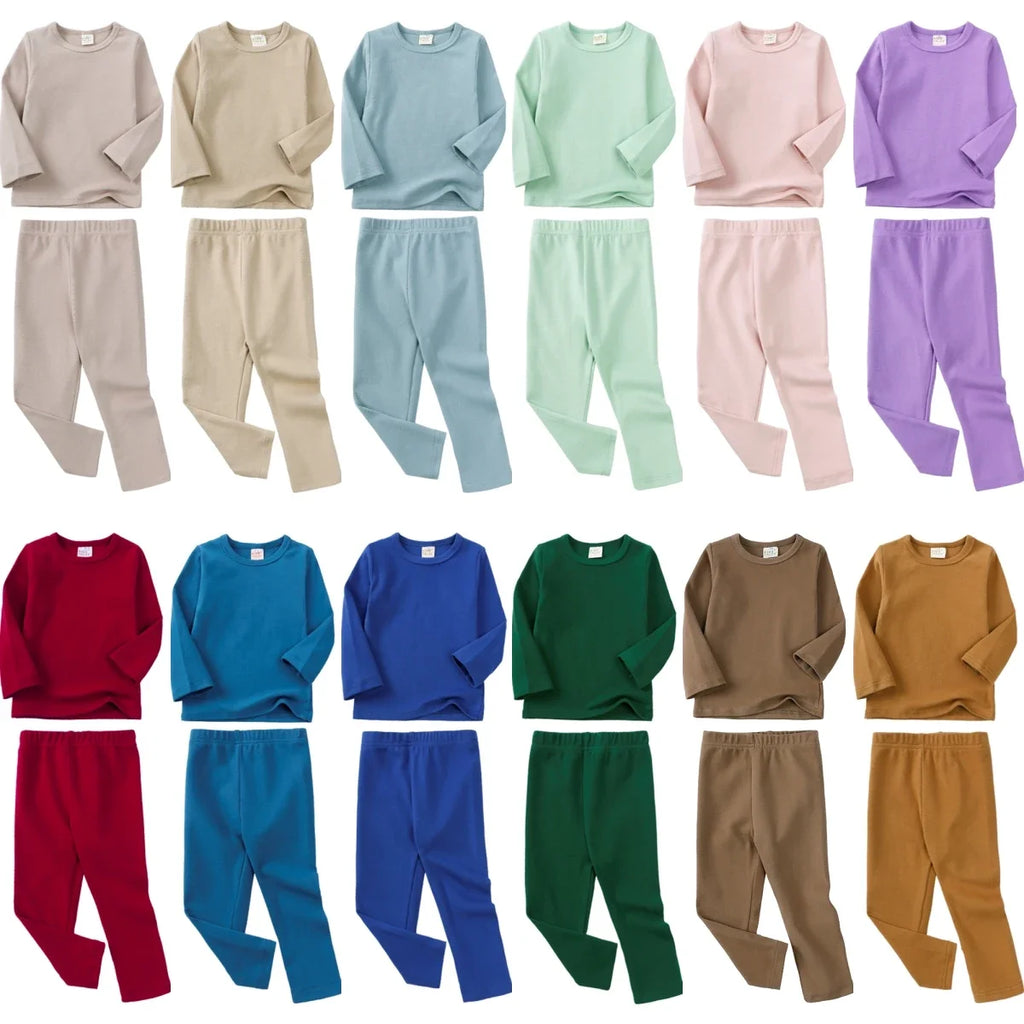 Kids Tales Unisex Cotton Pajama Set - Long Sleeve Solid Sleepwear