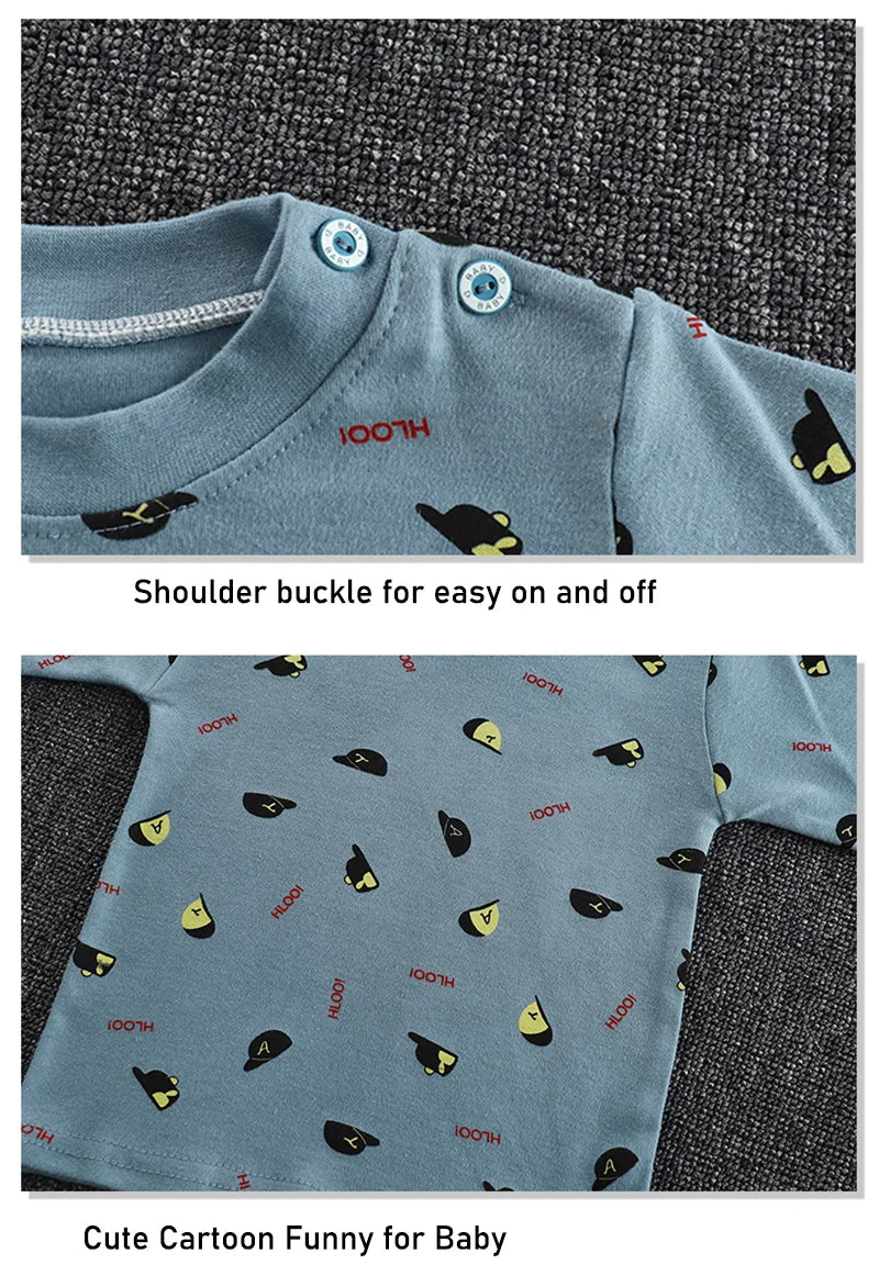 Spring Autumn Children Pajamas Set High Waist Cotton Kids Long Johns Sets Boys Girls Cotton Underwear Set for 1-6 Years Old