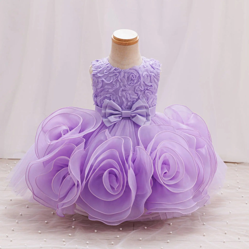 HETISO Girl Flower Dress Tutu Mesh Children's Wedding Ball Gowns Baby Suitable Sleeveless Party Wear