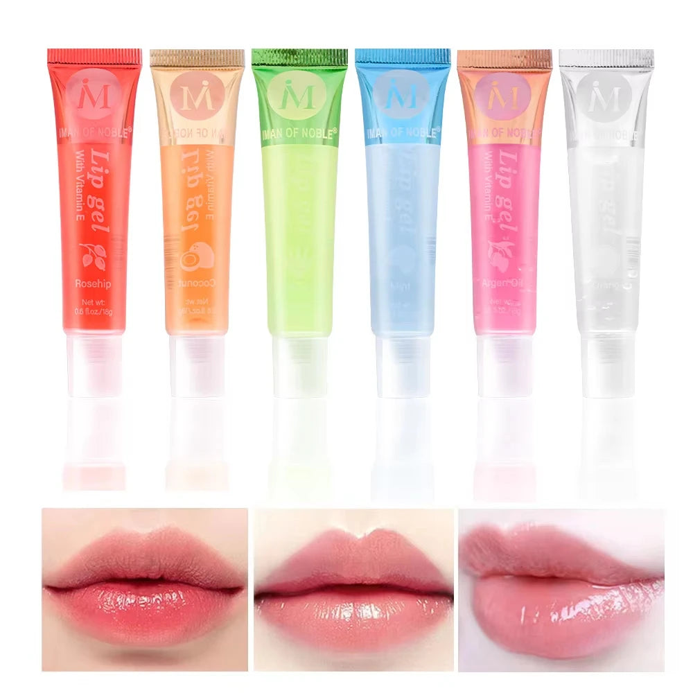 6Pcs Fruit Flavor Lip Oil Set - Moisturizing Plumping Lip Gloss
