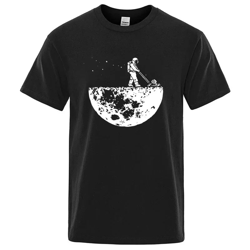 Men T-shirt High Quality Funny Cotton Blend Lunar Cleaner Printing Casual Cool Loose O-neck Male  for MenT-shirt Hip Hop Tees