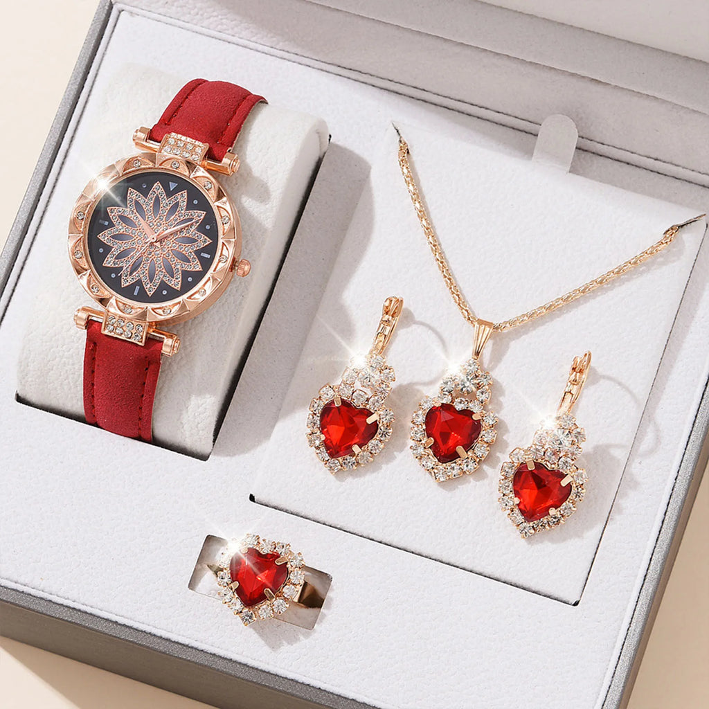Watches Sets Gifts For Women'S Crystal Bling Wristwatch Jewelry Kit For Mom Wife Girlfriend