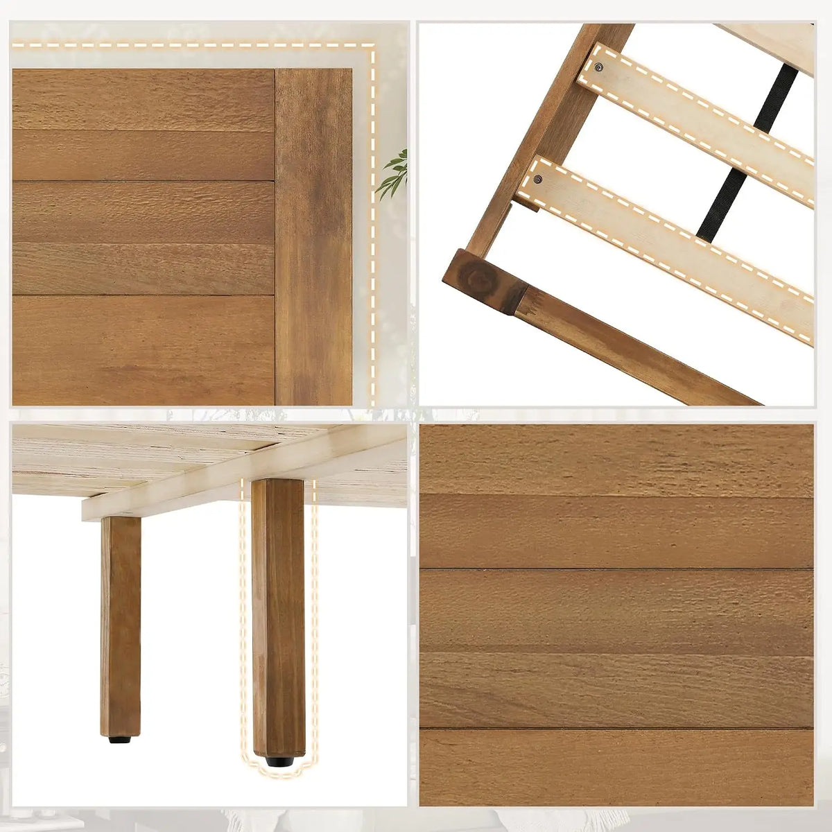King Size Bed Frame with Headboard, Dark Wood | 800lb Heavy Duty, 10 Reinforced Legs, 14-Node Interlocking Slats, Noise-Free