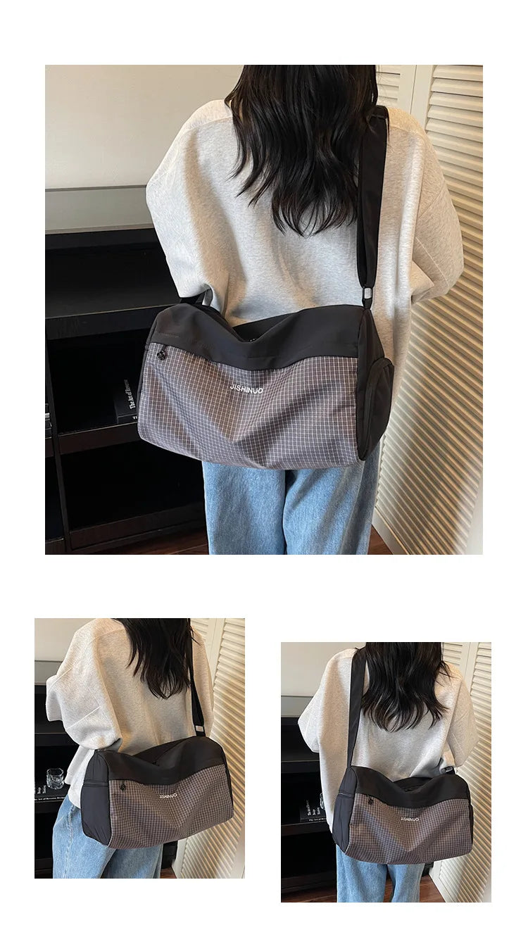 Large Capacity Travel Tote Bags for Women Solid Color Shoulder Messenger Bag Sports Yoga Satchels Fashion Woman Handbag