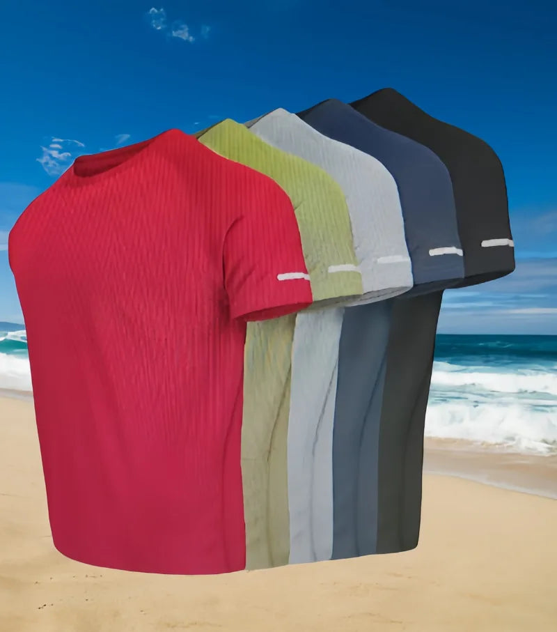 Versatile Men's Short Sleeve Shirt Tee Tops European Size Multi-Pack Slim Fit Sporty Style Fiber Blend Lightweight Clothing