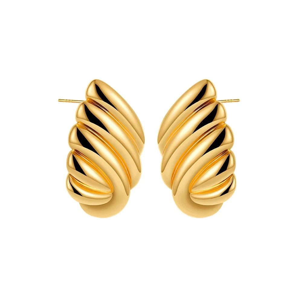 Trendy Stainless Steel Multilayer Circle Twist Knot Earrings For Women'S Texture Mixed Color Gold Plated Statement Earring Bijoux