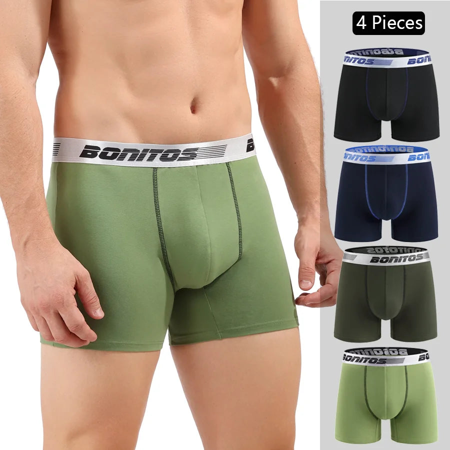 Men's Cotton Boxer Shorts 4-Pack – Soft Breathable Everyday Comfort Underwear