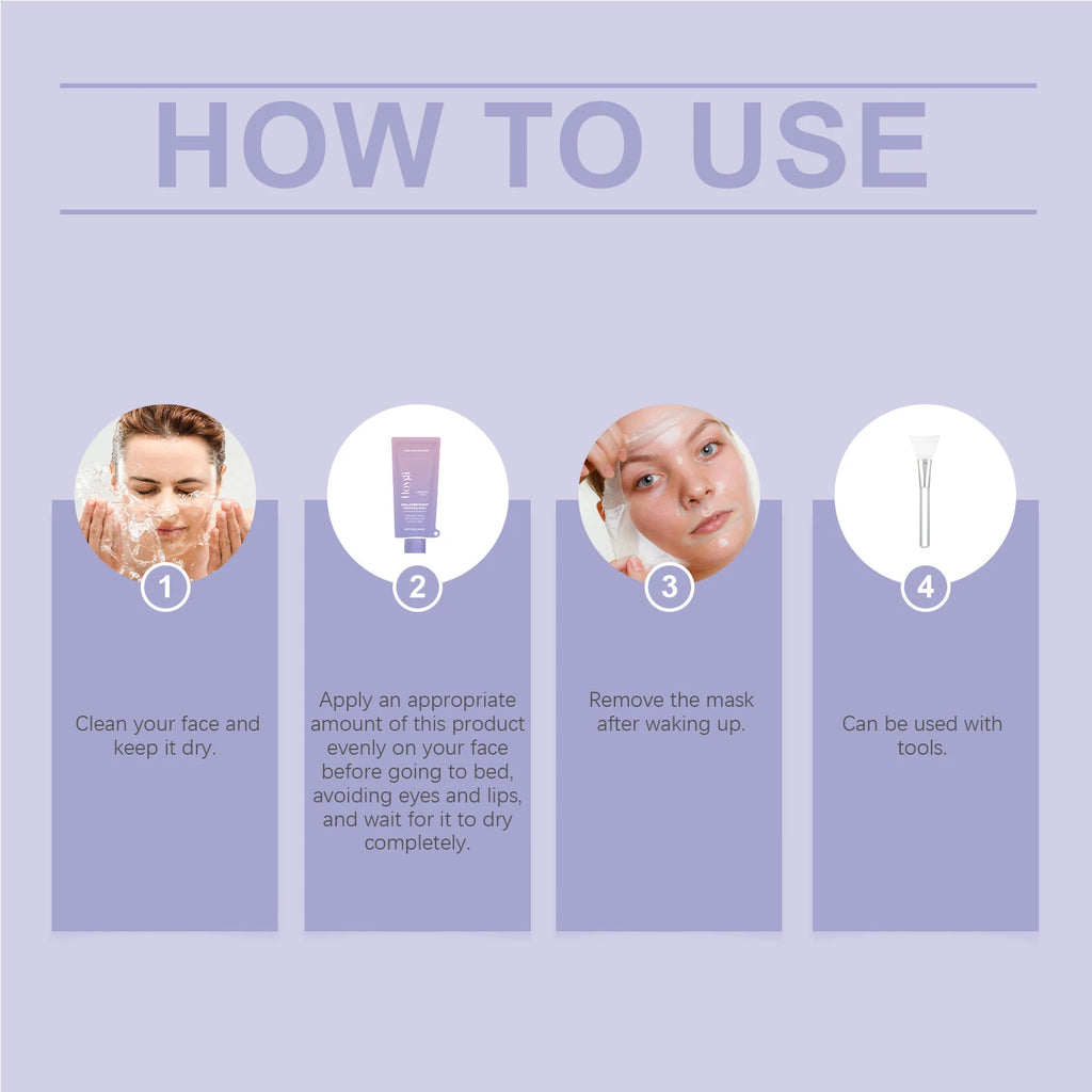 Collagen Night Wrapping Mask Firming Hydrating Glowing Skin Exfoliating Face Mask with Hyaluronic Acid for Deep Cleansing
