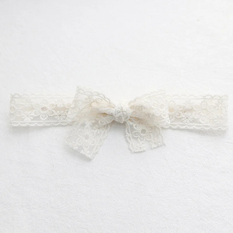 White Lace Bow Baby Headbands for Girl Cute Bowknot Hair Band Elastic Infant Turban Newborn Headwear Baby Hair Accessories 머리띠