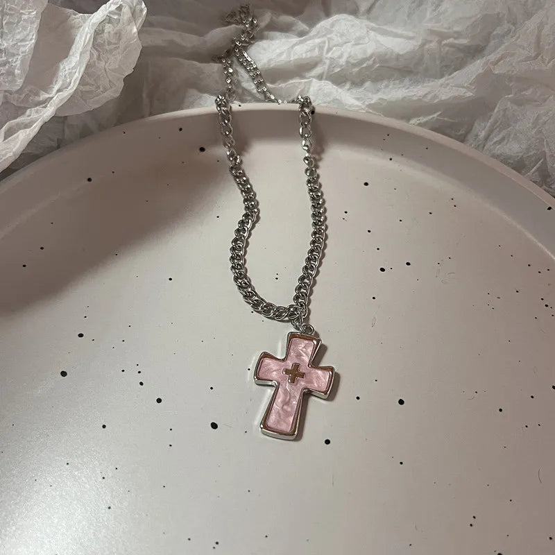 Harajuku Punk Love Heart Rhinestones Gothic Titanium Steel Necklace For Women'S New Cool Girl Jewelry Gifts For Friend