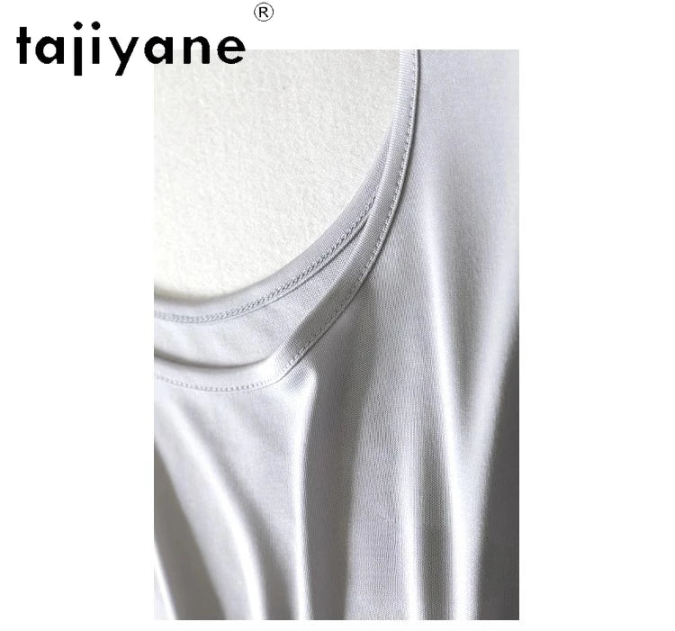 TAJIYANE 70% Mulberry Silk Tank Tops for Woman Elegant Sleeveless Summer Tops 2025 Solid Color Silk Vest Ladies Clothes кроп топ