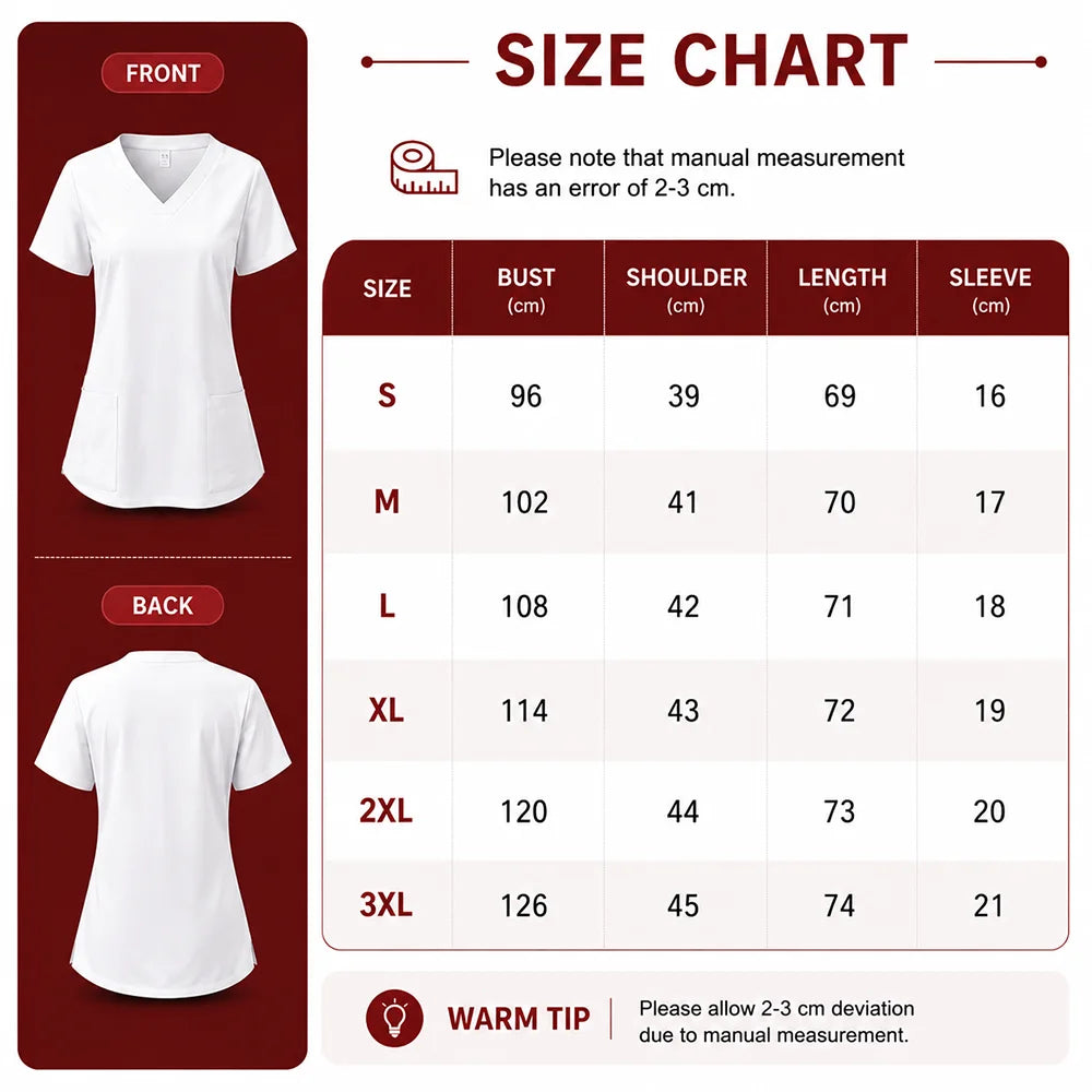 Elegant Floral Pattern Casual Fit Ladies Easy V Neck Nursing Uniform Top Featuring Roomy Front Pockets Loose Fit For Clinic Duty