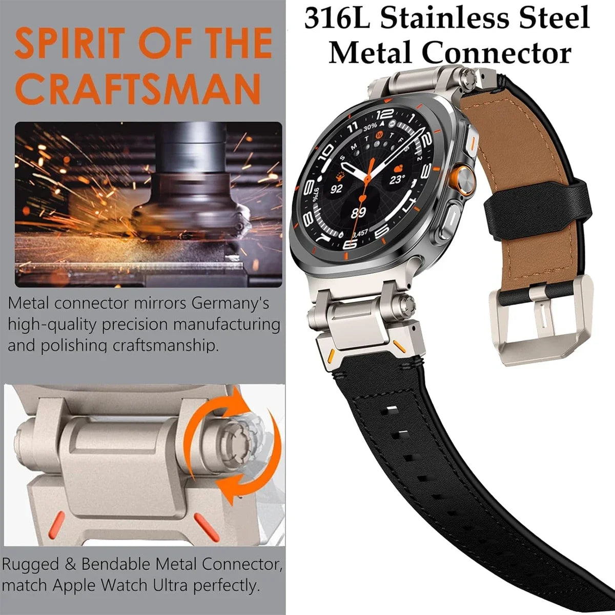 Luxury Leather Band for Samsung Galaxy Watch Ultra 2025 2024 47mm Business Strap for Galaxy Watch Ultra Adjustable Men Wristband