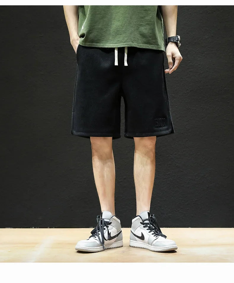 American Style High Street Men's Summer Thin Knit Sweatpants Casual Trendy Brand Plus Size Straight Leg Loose Fit Five Minute Pa