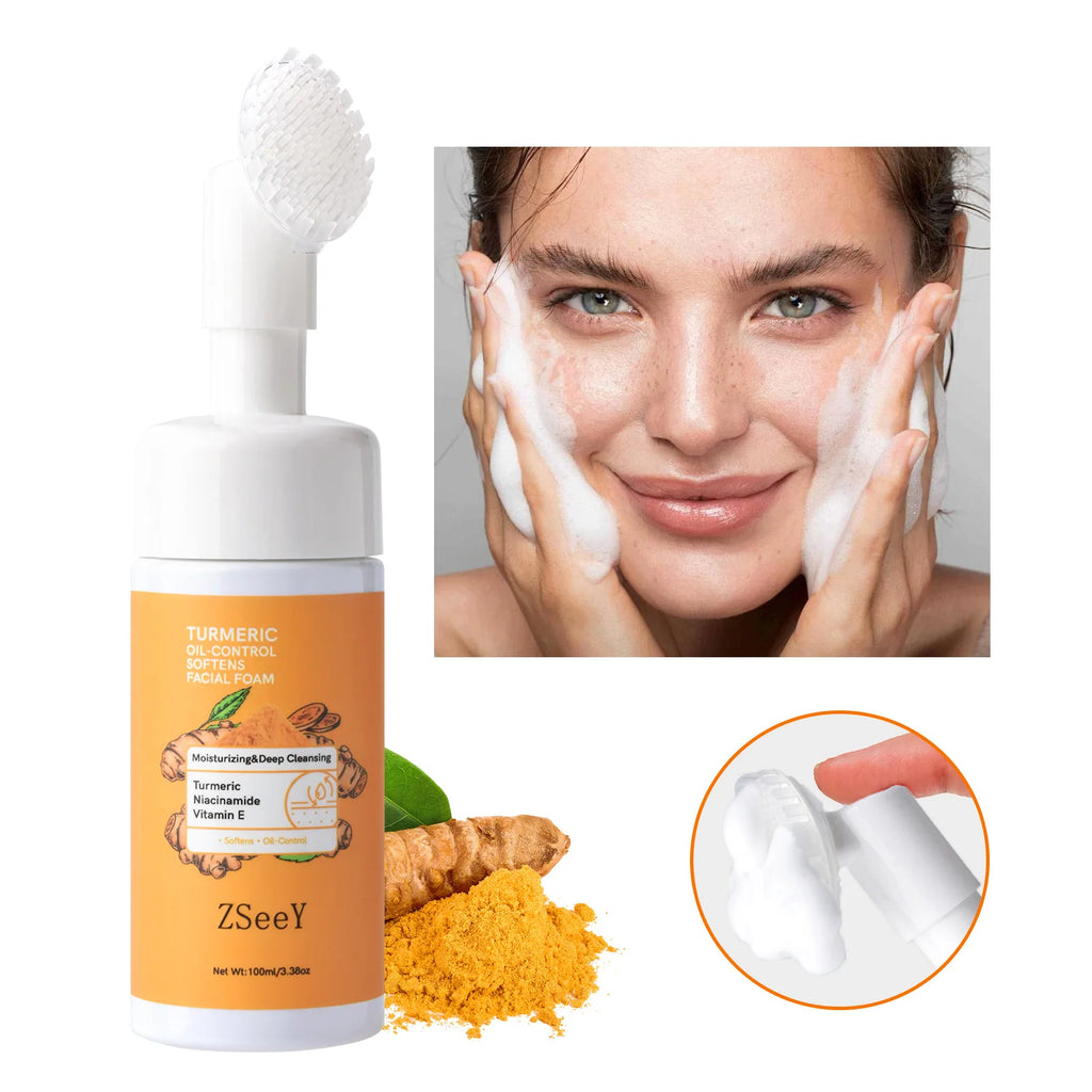 Turmeric Facial Cleanser with Brush - Brightening Face Wash 100ml