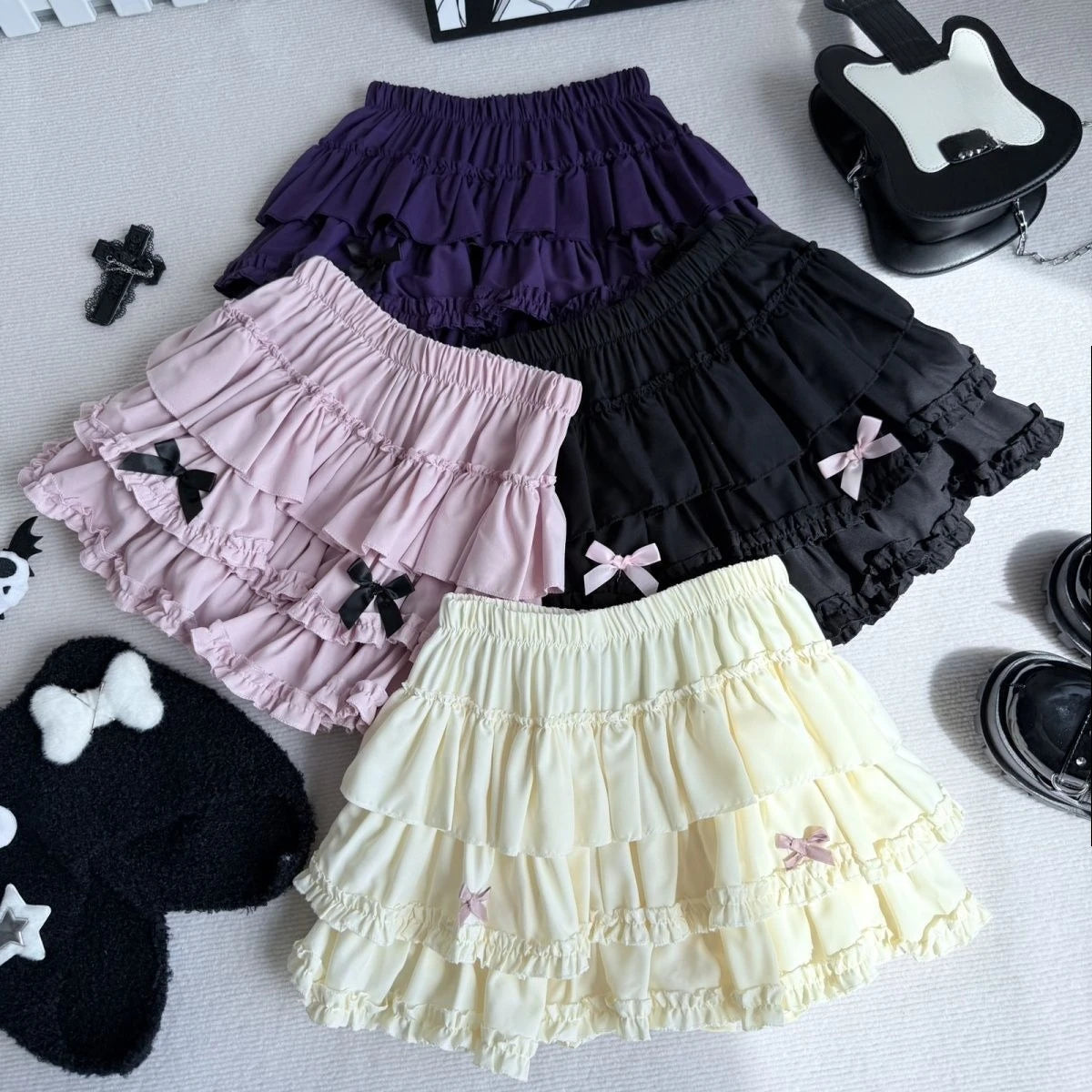 Gothic Y2k Puff Mini Skirt Subculture Spicy Girls Lace Patchwork Design Sweet Kawaii Casual Chic Women Summer Skirts