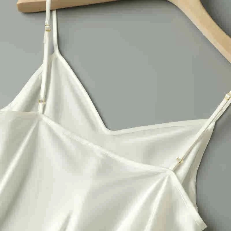 100% Mulberry Silk 22 momme Charmeuse Silk Solid Colors Women Chemise Full Slip Midi Dress Adjustable Straps Night Dress FF079