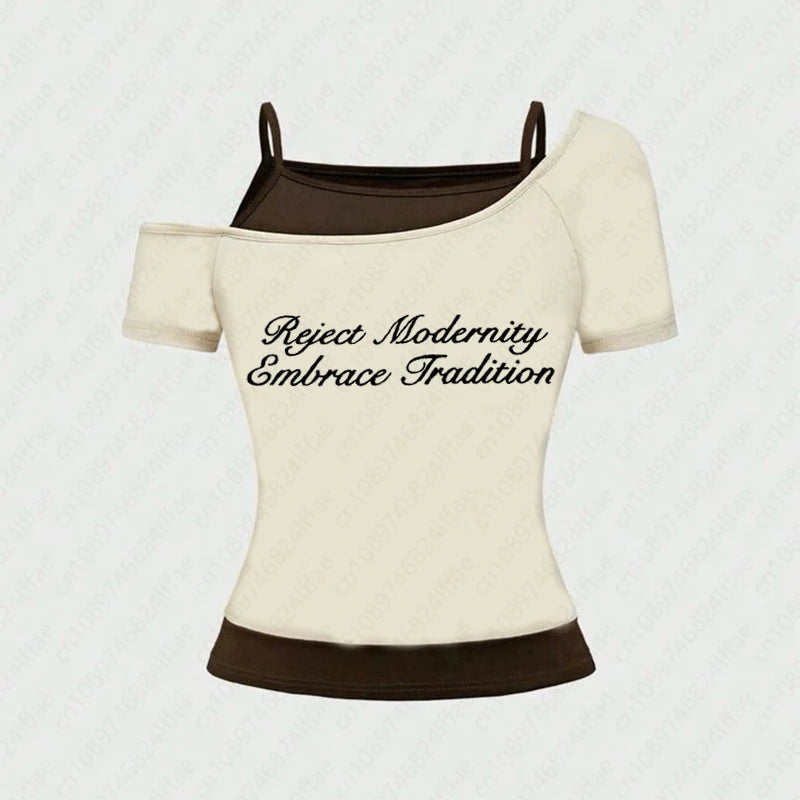 Women's Y2k Graphic Letter Print Short Sleeve T-Shirt