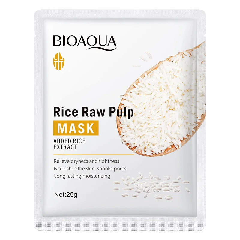 5/10pcs BIOAQUA Rice Raw Pulp Facial Masks Whitening Moisturizing Hydrating Anti-aging Face Mask Sheets Masks Skin Care