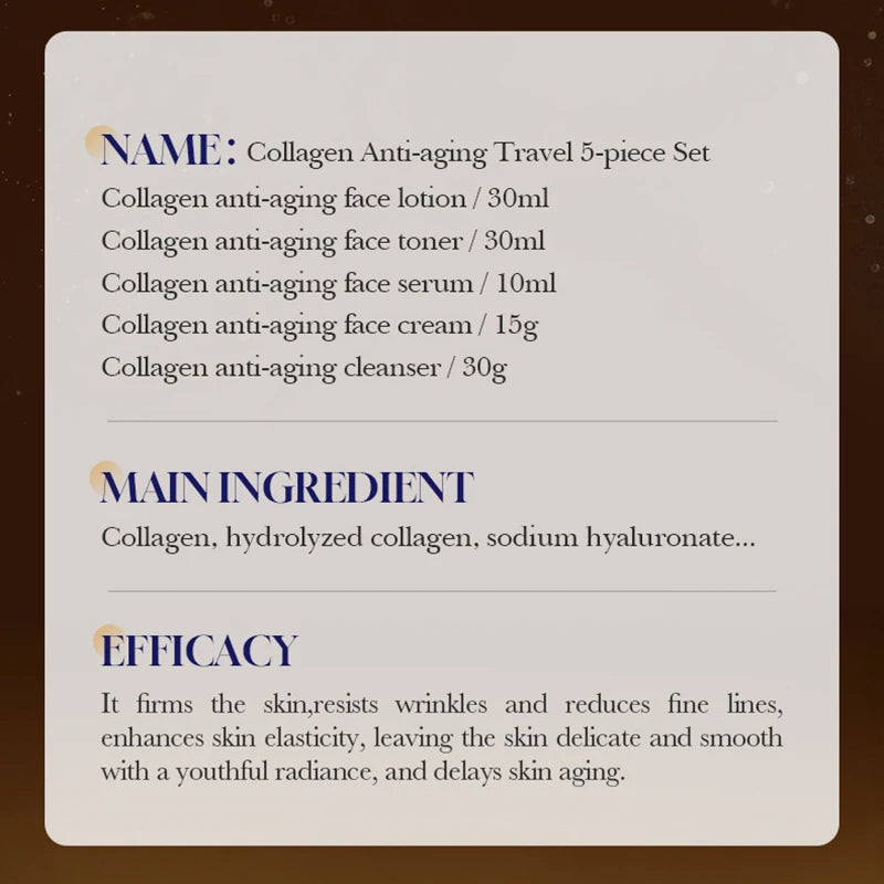 5pcs SADOER Collagen Skin Care Sets Moisturizing Face Cream Eye Cream Serum Essence Whitening Anti-Aging Facial Skin Care Kit