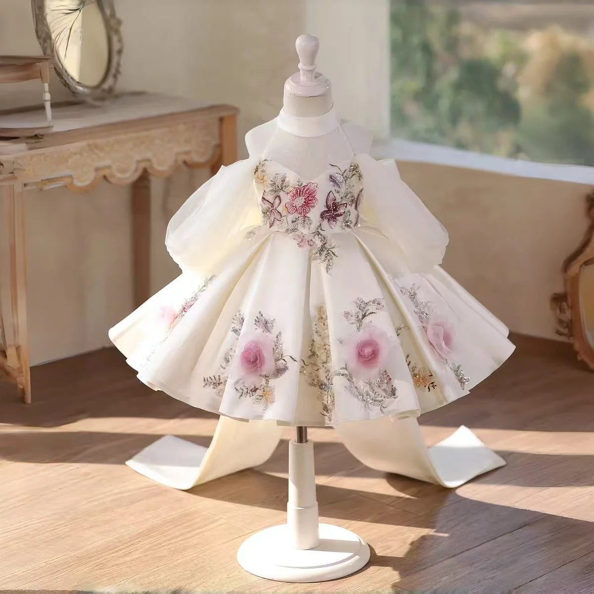 Dreamy Vow D237 Luxury White Girl Dress Beauty with Train Lovely Princess Kids Wedding Birthday Festival Party Pageant Gown