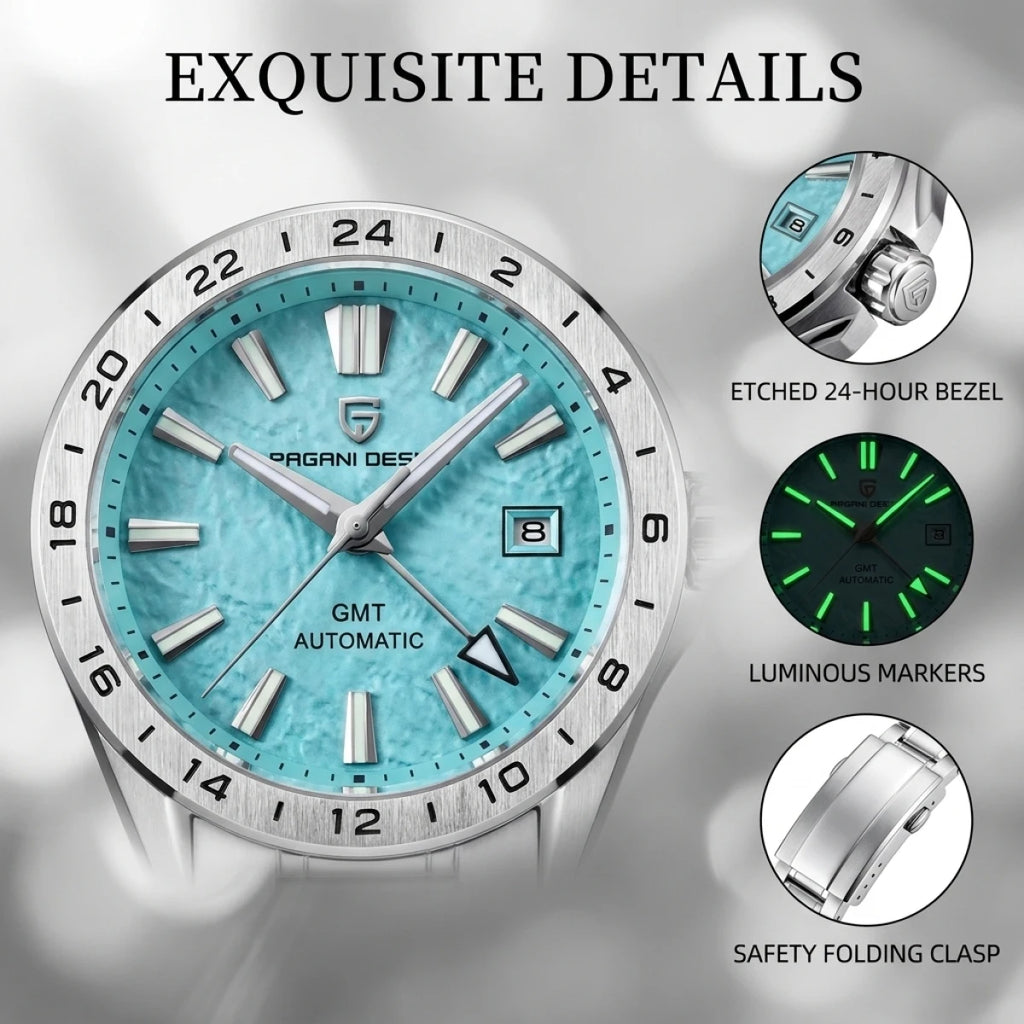 Pagani Design GMT Men's Mechanical Watch Luxury Sapphire Glass Stainless Steel Automatic Mechanical Men's Watch 100 Waterproof
