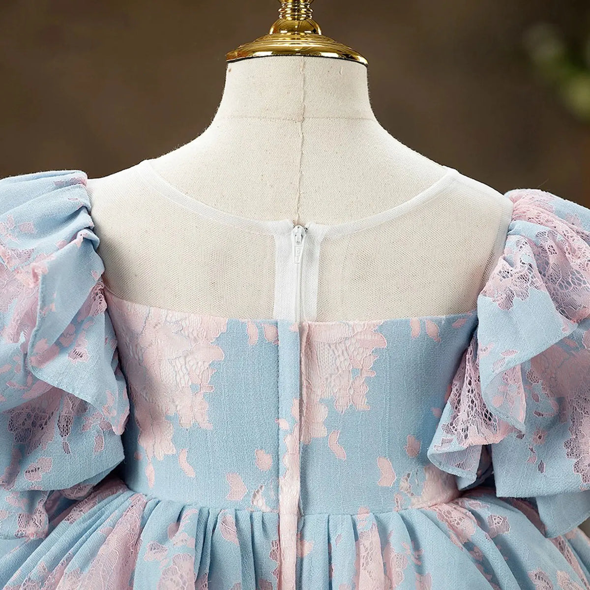 Dreamy Vow J707 Charming Blue & Pink Baby Girl Dress Graceful Bow-adorned Short-Sleeved Kids Party Ball Gown