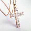 New Fashion Necklaces Female Pendants Gold Multi Color Crystal Jesus Cross Pendant For Women'S Necklace Leisure Time Jewelry