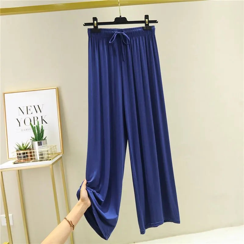 AINICEXIN Women's Wide Leg Pants - High Waist Casual Modal Trousers