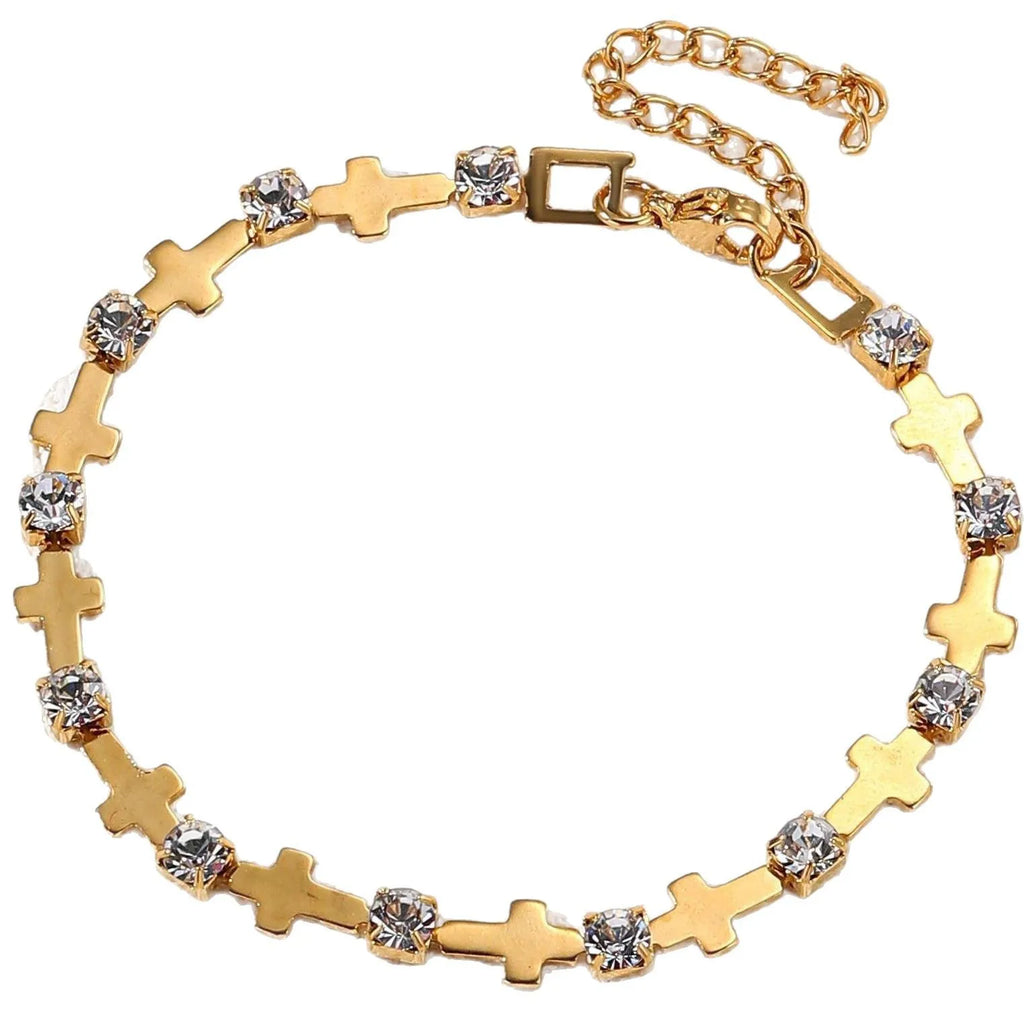Stylish Men'S Cross Bracelets,Hiphop Stainless Steel Zircon Tennis Bracelet,Birthday Father Gifts