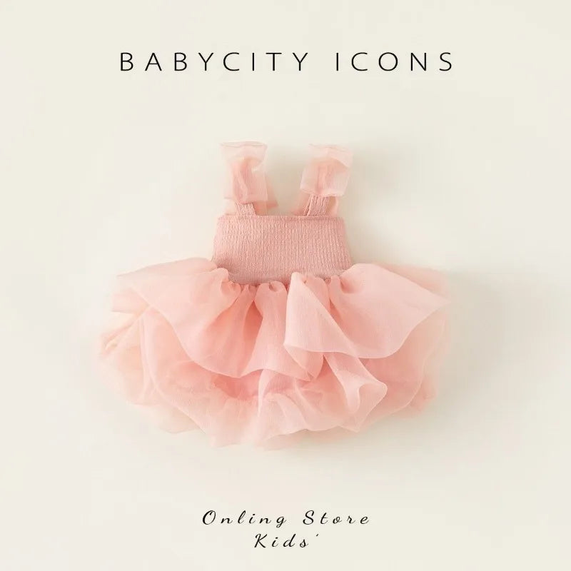 ZOETOPKID Baby Girl Tutu Dress Summer Toddler Slip Tulle Fairy Dresses Fancy Bow Birthday Clothes Princess Party Outfit