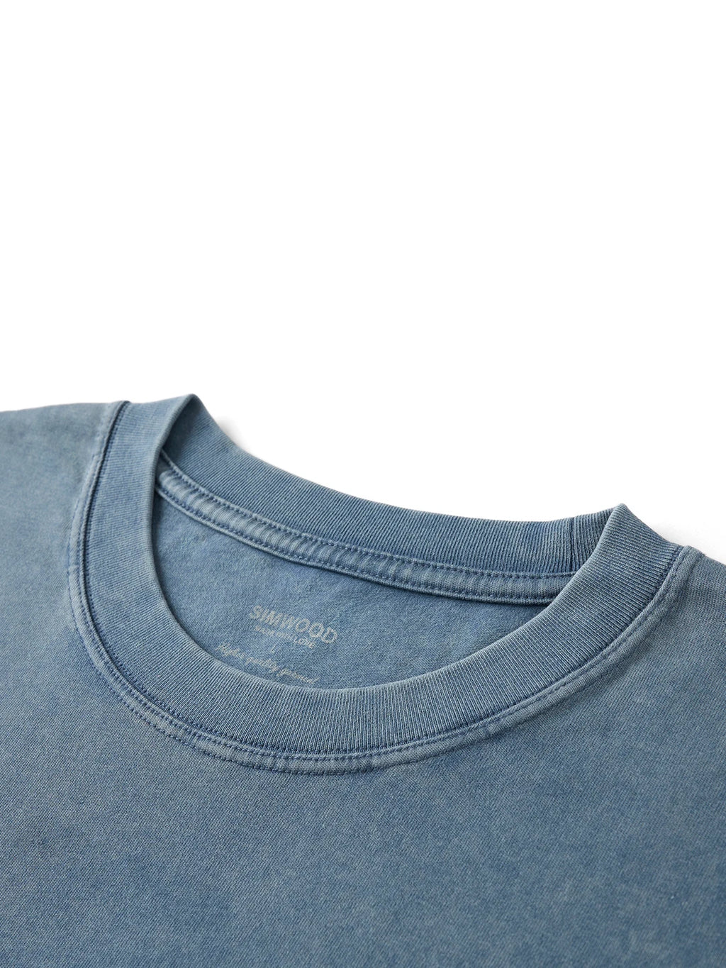 SIMWOOD 2026 Summer New 280gsm 100% Cotton Fabric T-shirts Men Washed Vintage Letter Print Tops Plus Size Tees