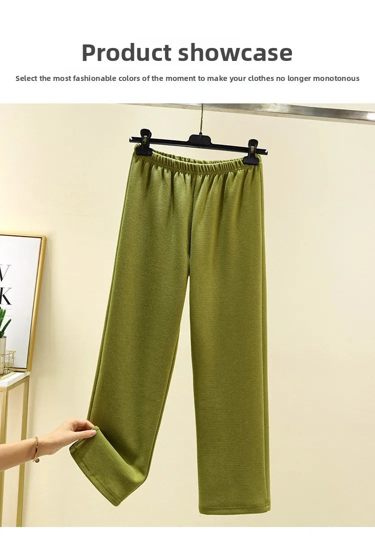 Thickened Double-sided Fleece Straight-leg Pants Women's Winter Sleepwear Sweatpants Casual Comfortable Long Trousers