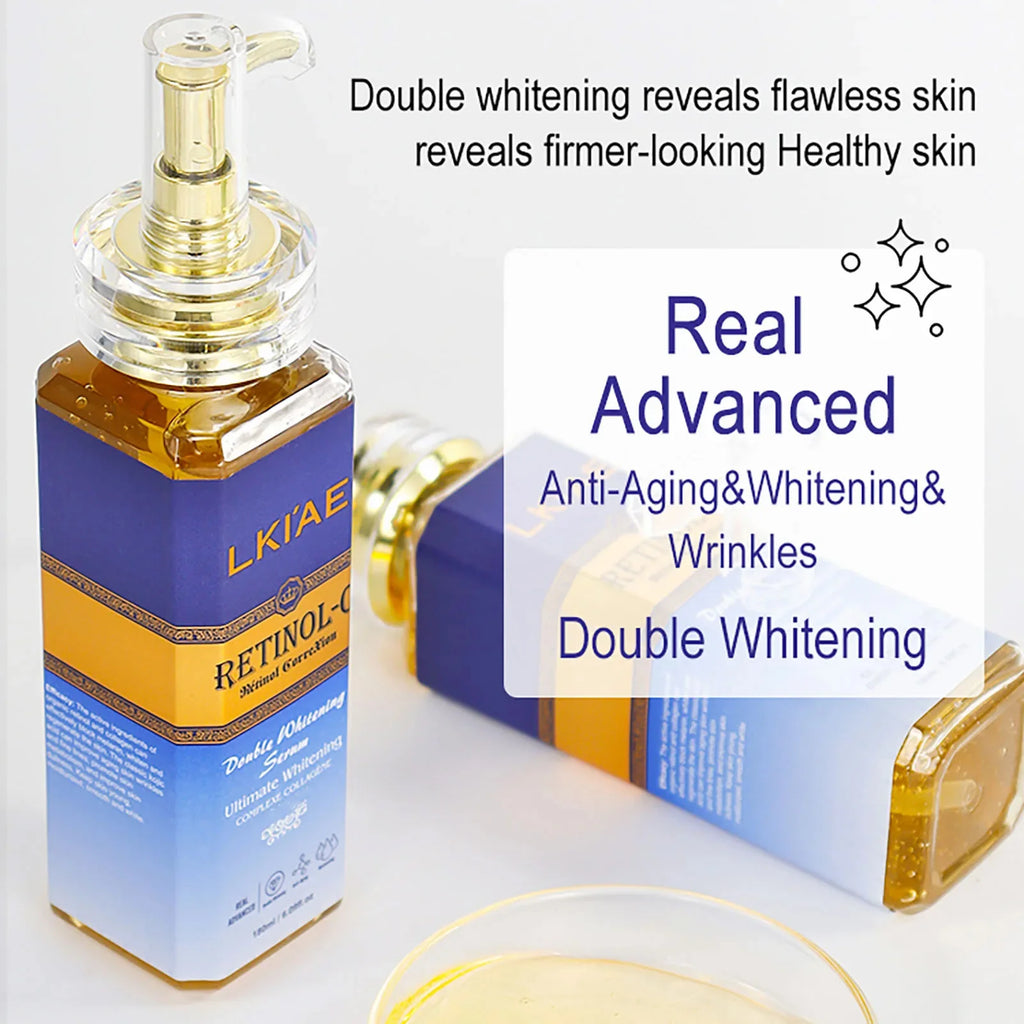LKIAE Advanced Retinol Double Whitening Skin Care Set, Deeply Moisturizing, Clean Skin, Reduce Wrinkles, Stains, Dark Spots