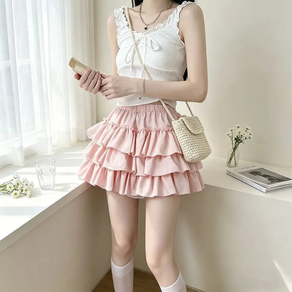Women's Lolita Style A-Line Pleated Mini Skirt with Shorts