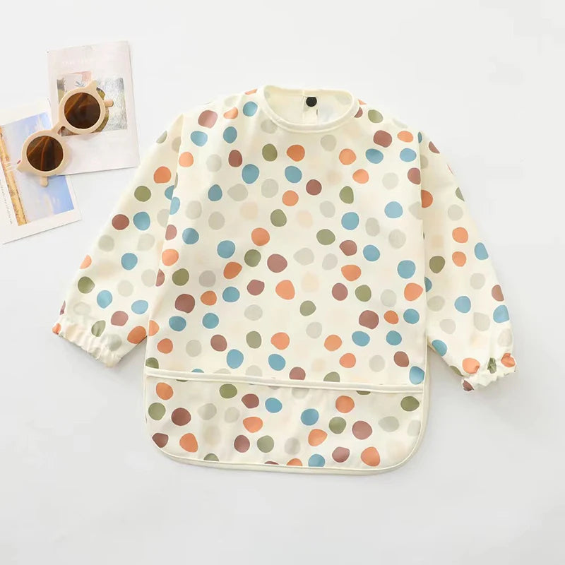 Waterproof Long Sleeve Baby Bib with Pocket – Toddler Feeding Apron for Boys & Girls