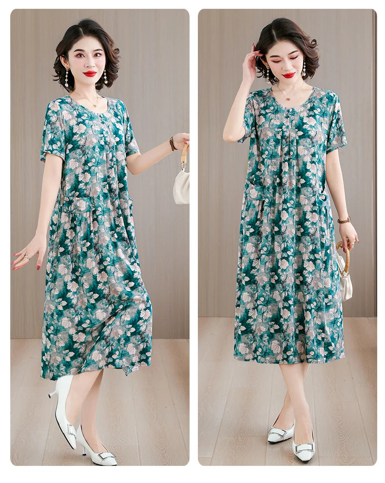 2026 New women summer print casual o-neck casual short Vestidos Vintage dresses summer thin dress
