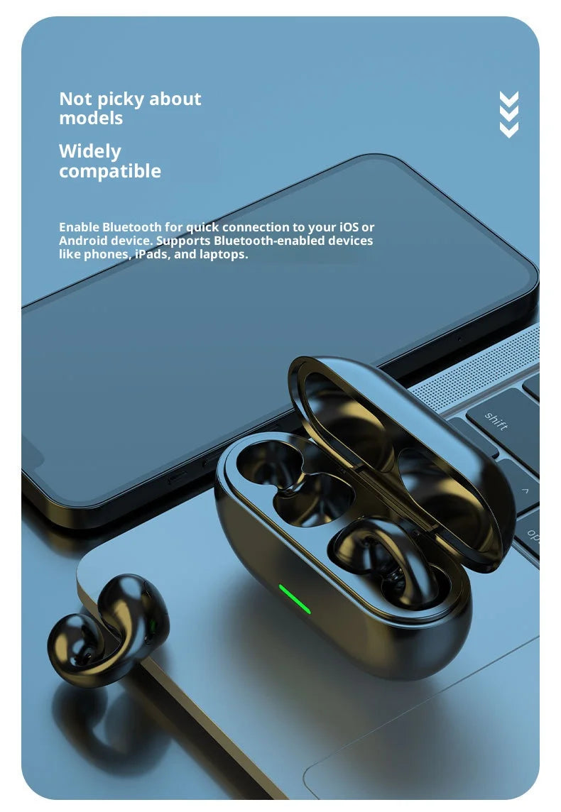 TWS Bluetooth Headset 5.3 Wireless Air Conduction Headphones Clip Ear Music Noise Canceling HD Call Sports For Xiaomi Earphone