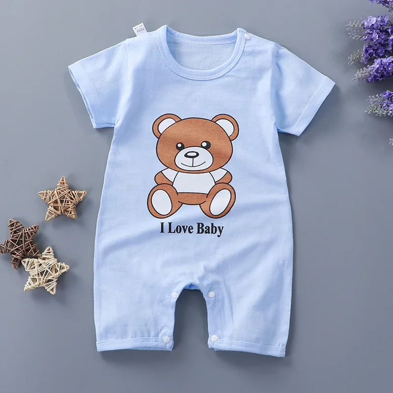 Baby Unisex Romper Jumpsuit - 100% Cotton Short-Sleeve Animal Print
