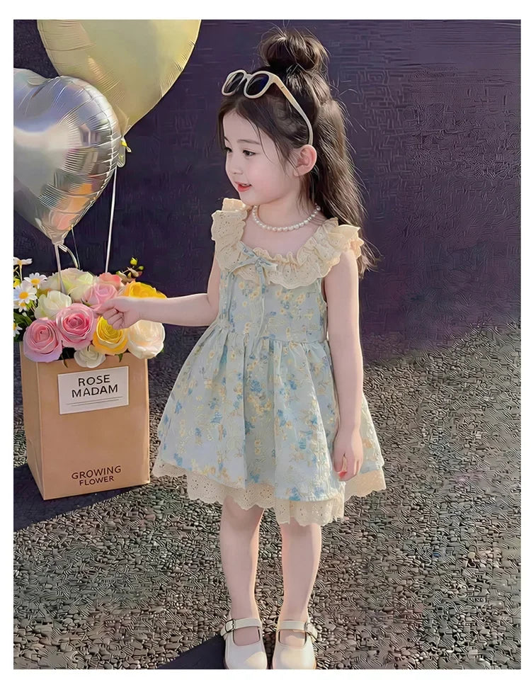 2026 New Baby Summer Girls Printed Dress, Princess Kids Sweet Fashion Party Dress 2-7T