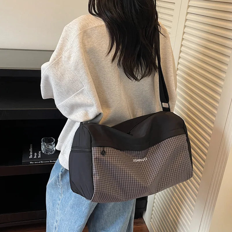 Large Capacity Travel Tote Bags for Women Solid Color Shoulder Messenger Bag Sports Yoga Satchels Fashion Woman Handbag