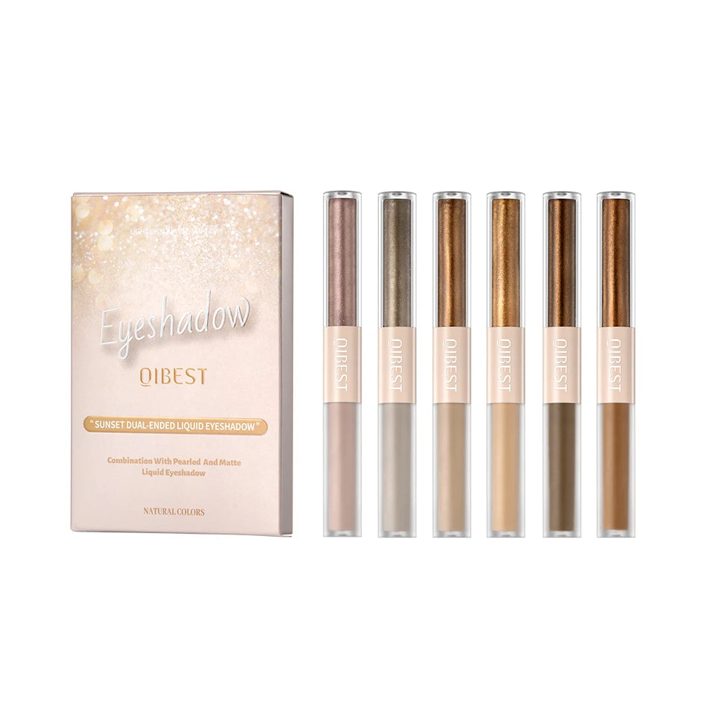 Waterproof 2 In1 Liquid Eyeshadow Set Matte Shining Double Head Eye Shadow Pen 12 colors Gray Brown Gillter Makeup Eye Cosmetic