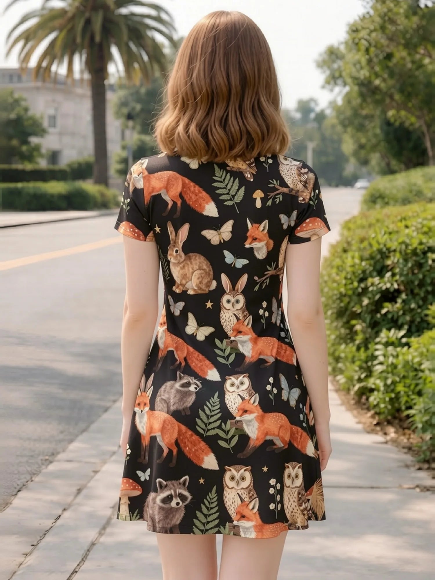 Elegant Womens V Neck Short Sleeve Floral A Line Dress Lightweight Summer Swing Dress for Daily Wear Vacation Travel and Parties