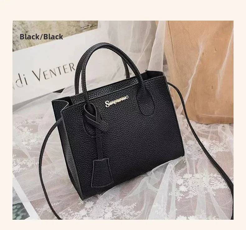 Single-shoulder Crossbody Handheld Triple-use Satchel Portable Leisure Bag Solid Color Lychee Grain Ladies Handbags ﻿